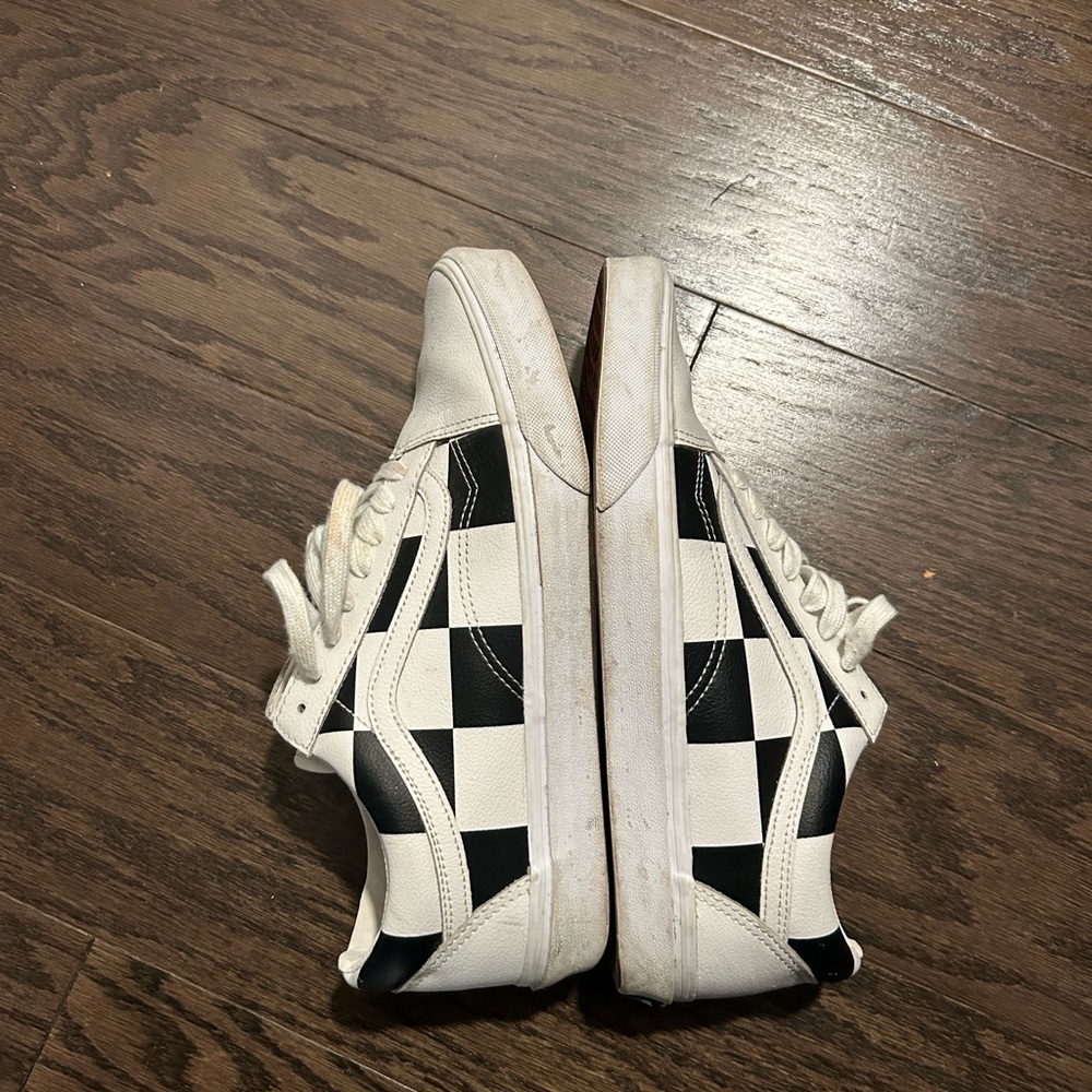 Vans Old Skool “Leather Check” Black and White Sneakers